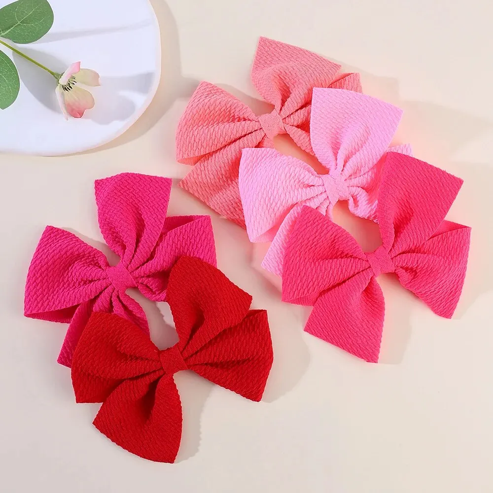 5pcs Classic Solid Color Hair Bow Ribbon Clips Hair Clips for Girls Large Bow Hairpin Hair Accessories Set Butterfly Hair Clip