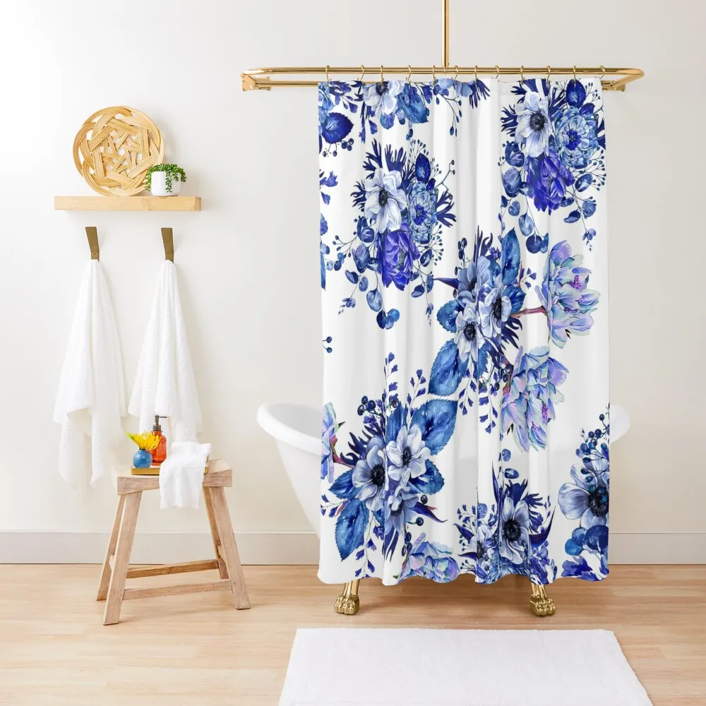 

Blue Floral Design Shower Curtain Cover Funny Shower Modern Showers For Bathroom Curtain