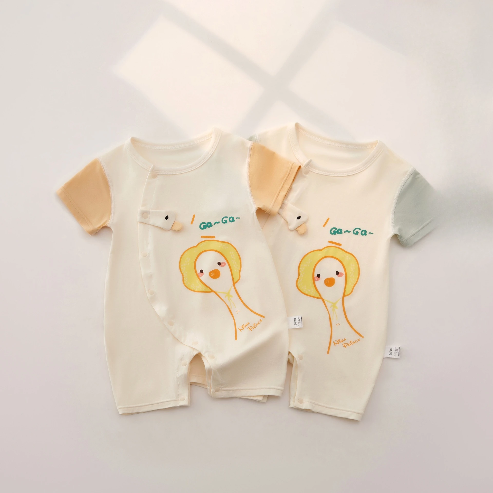 

Baby modal short-sleeved onesie summer ultra-thin boneless craft anti-ligature loose version climbing clothes baby clothes