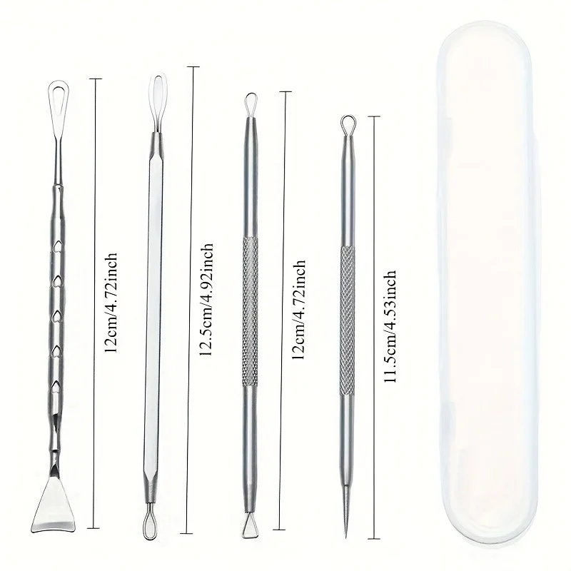 4本針セット、顔の毛穴黒ずみ除去ツール、黒ずみ、ニキビ、額、顔、鼻の除去用マルチツール。