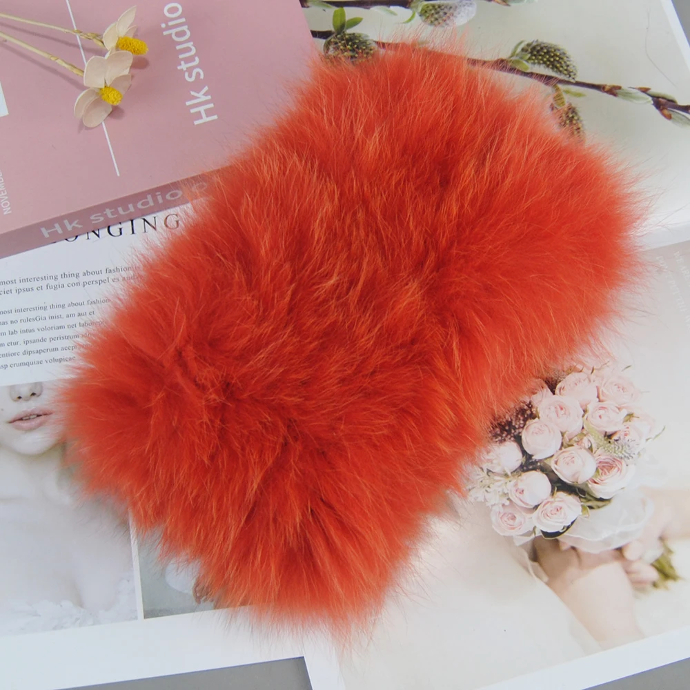 Outdoor Knit Fluffy Real Fox Fur Elastic Ring Headband Winter Female Real Fox Fur Scarf Women Luxury Natural Fox Fur Scarf Wrap