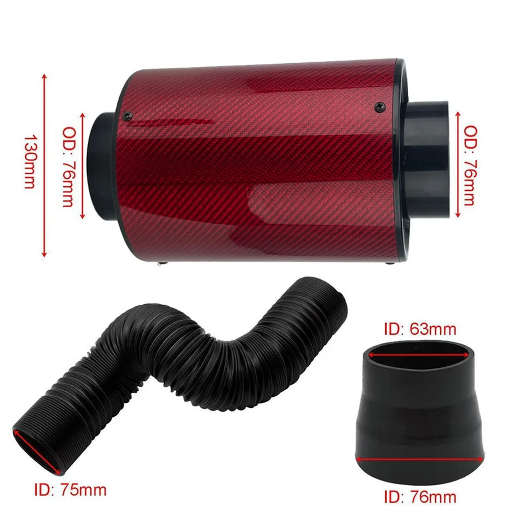 

Красная система воздухозаборника из углеродного волокна, комплект воздушного фильтра с высокой производительностью потока, AF1321, автомобильные воздушные фильтры, сменные автомобильные аксессуары