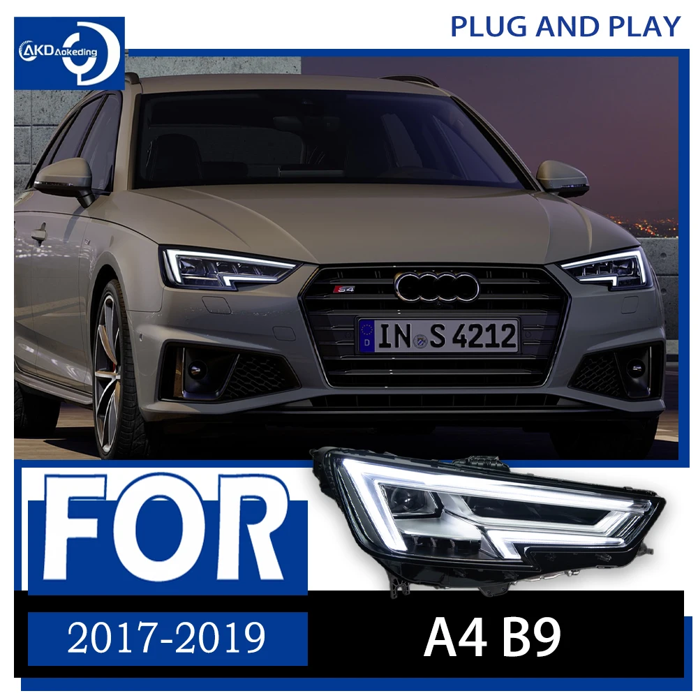 

AKD Car Styling for A4 B9 Headlights 2017-2020 A4L RS4 Headlight DRL Hid Head Lamp LED Projector Lens High Low Beam Accessories