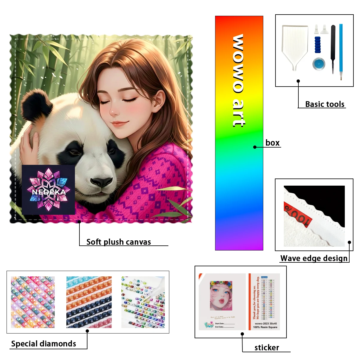 

【NEDEKA_ Diamond Art】The girl holding the panda AB Rhinestone FD Rhinestone Perfect Resin Diamond