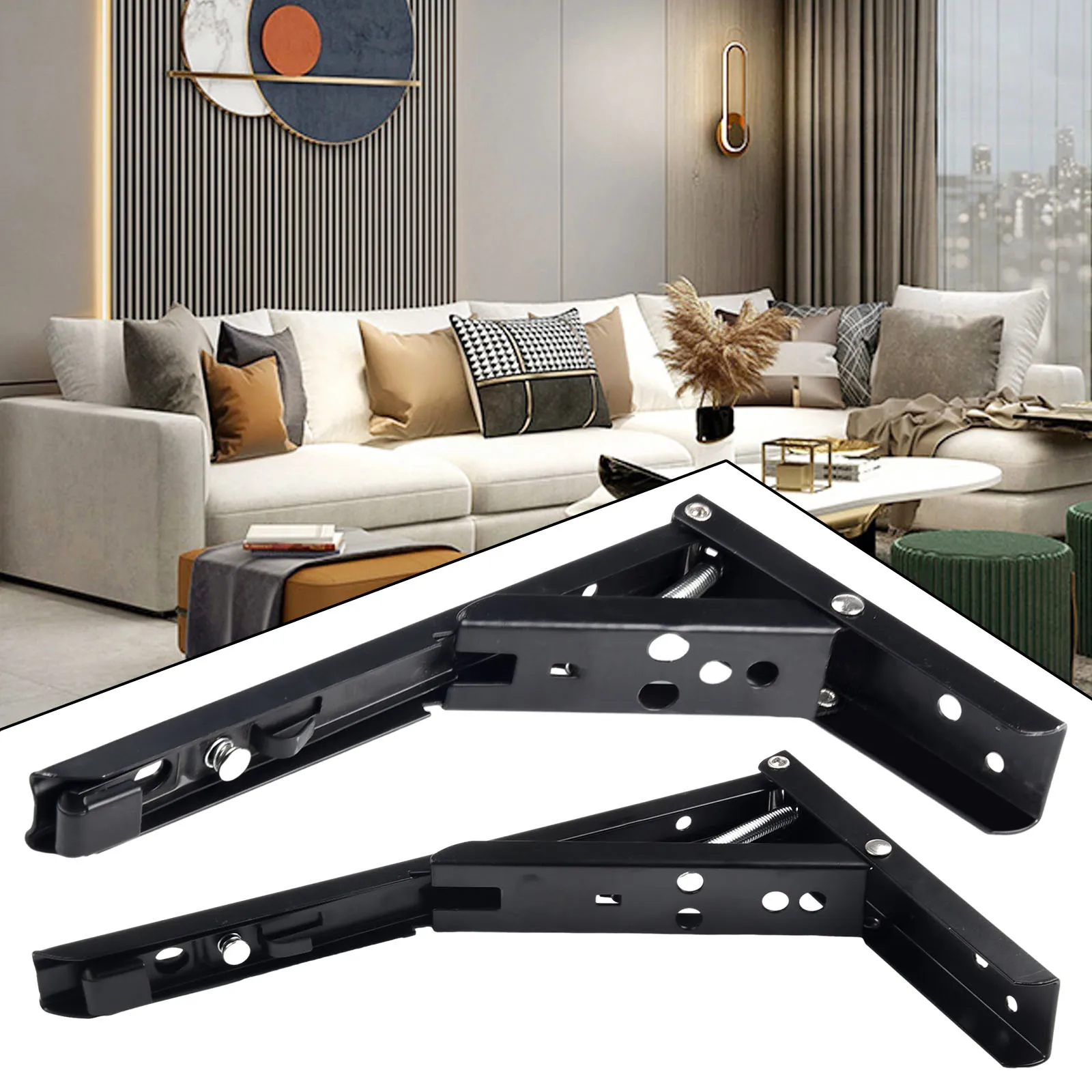 Adjustable Shelf Triangle Bracket Wall Mounted Folding Angle Bracket Heavy Duty Metal DIY Collapsible Shelf Hinge Etrack Parts