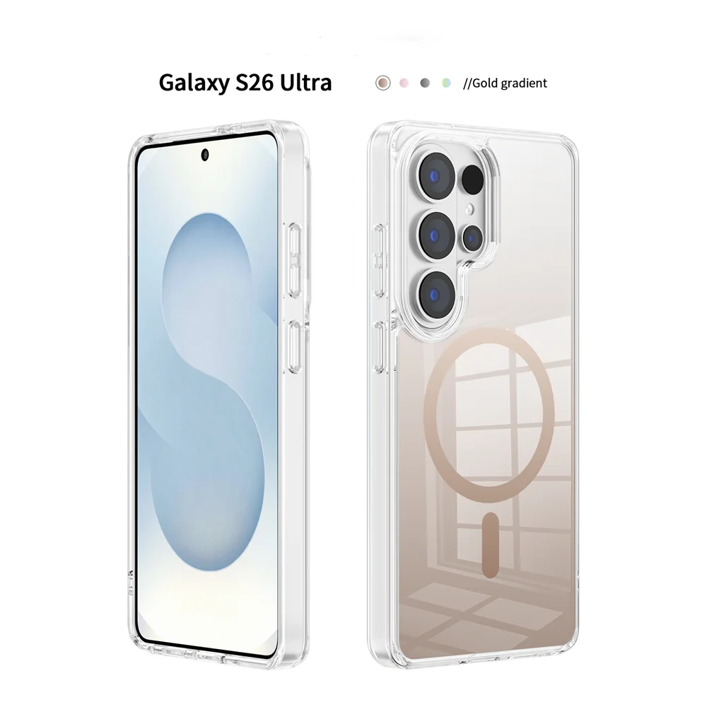 حافظة مغناطيسية لامعة متدرجة لهاتف سامسونج جالاكسي S26 Ultra S25 Edge S24 Plus S25FE لغطاء ممتص الصدمات للشحن اللاسلكي Magsafe