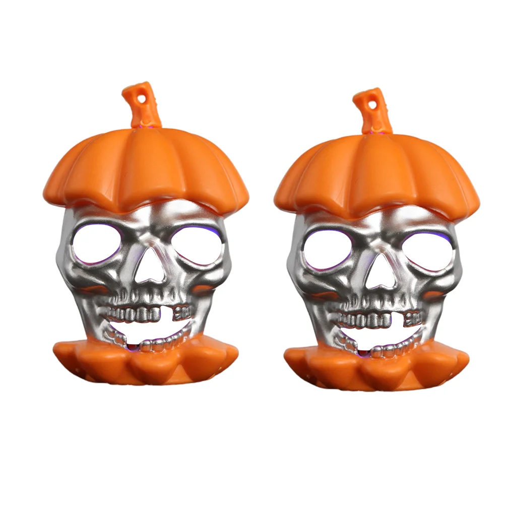 

2 шт., тематический дизайн на Хэллоуин, полая голова черепа, тыква, светодиодный ночник, декор для Хэллоуина, лампа, товары для Хэллоуина (оранжевый)