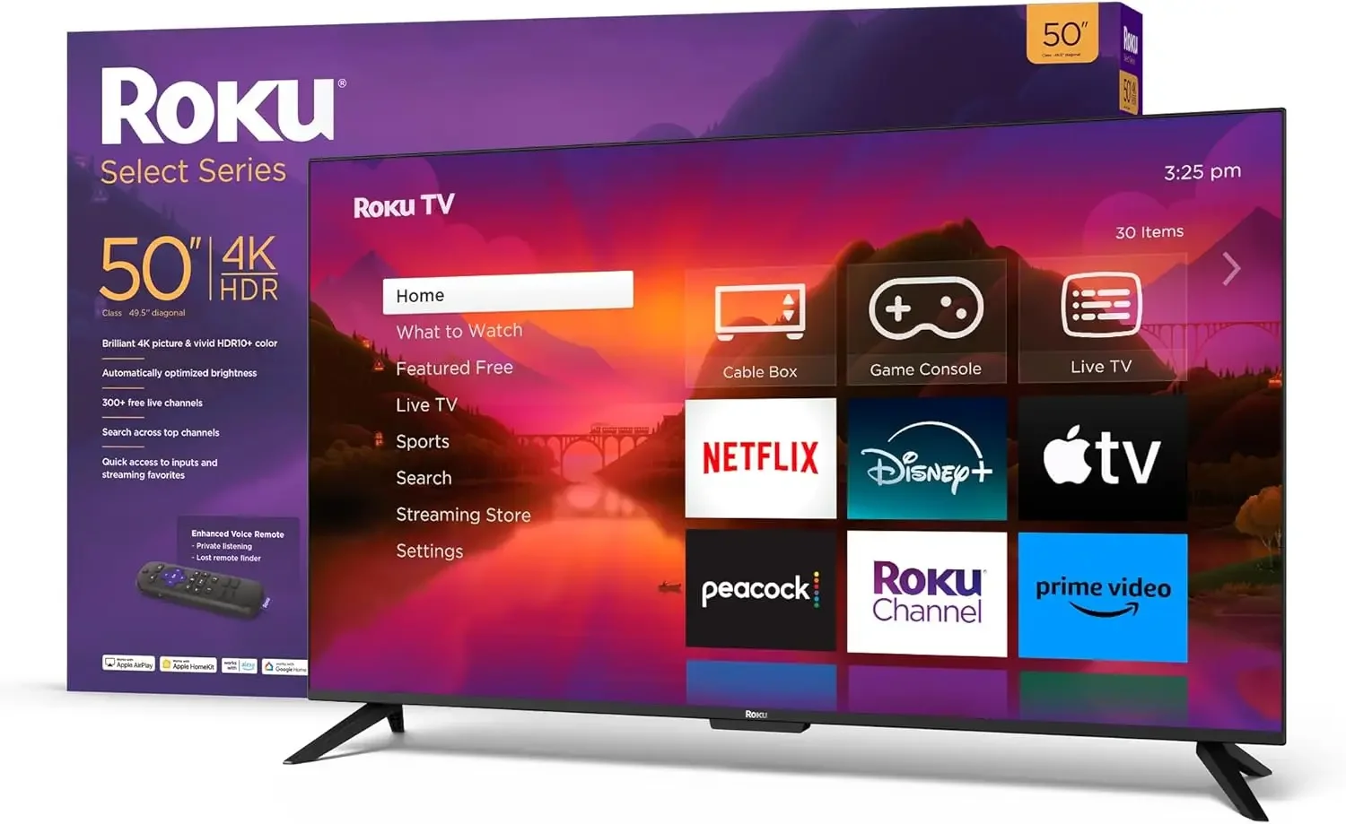 Smart TV – 50-Inch Select Series 4K HDR RokuTV Enhanced Voice Remote, Brilliant 4K Picture, Automatic Brightness, & Seamless