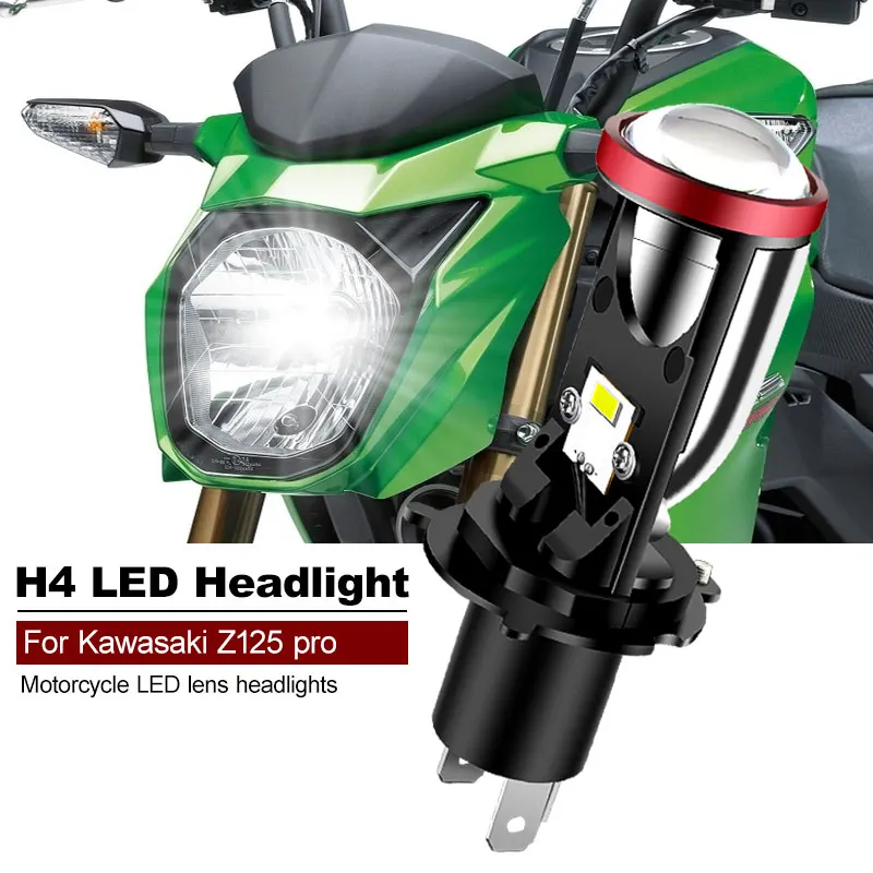 1PCS FOR Kawasaki Z125pro 25W 6000K White Motorcycle Accessories H4 LED Lens Headlight CANbus High Low Beam HS1 MOTO Lamp