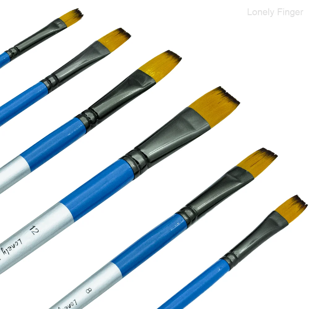 

6pcs Flat Artist Brush Premium Nylon Hair Art Paint Brush for Beginners and Professionals