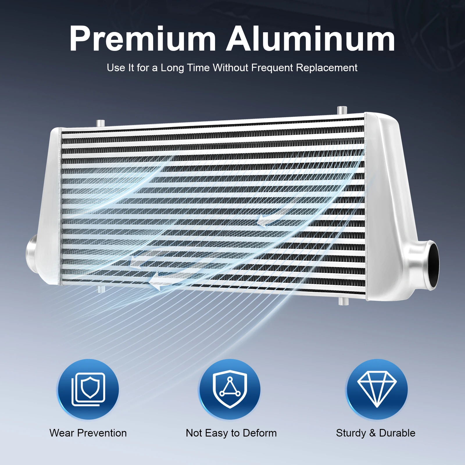 

Universal 31x12x4 Inch Aluminum Intercooler for Turbo Charger System High Performance Direct Replacement Lightweight Durable