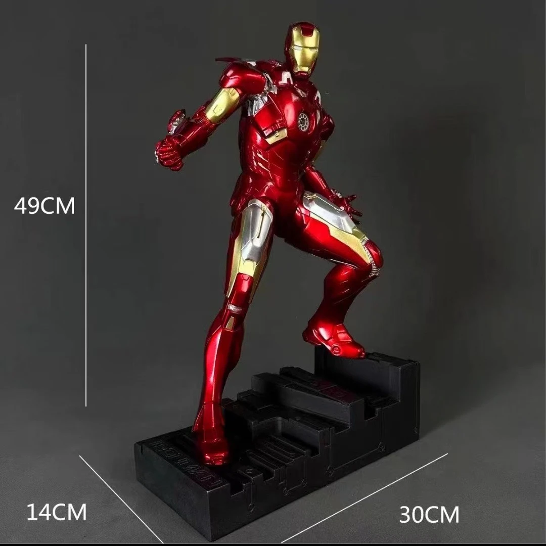 

50 см новая фигурка из фильма «Мстители», Железный человек, периферийные устройства, модель из смолы, светящаяся статуя, украшение для рабочего стола, подарки на день рождения, игрушки