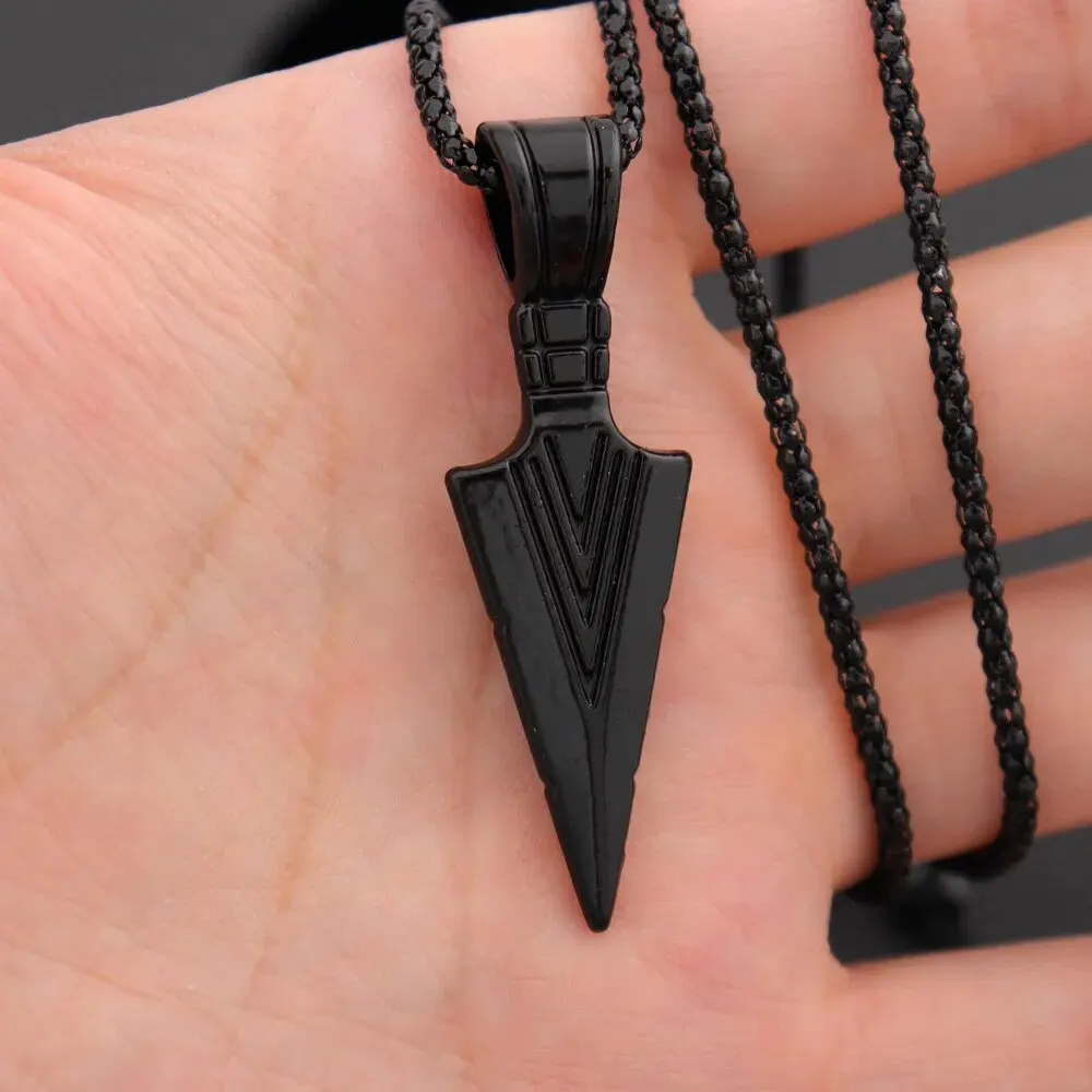 Men's Fashion Alloy Triangle Spear Head Pendant Necklace Hip Hop Fashion Jewelry