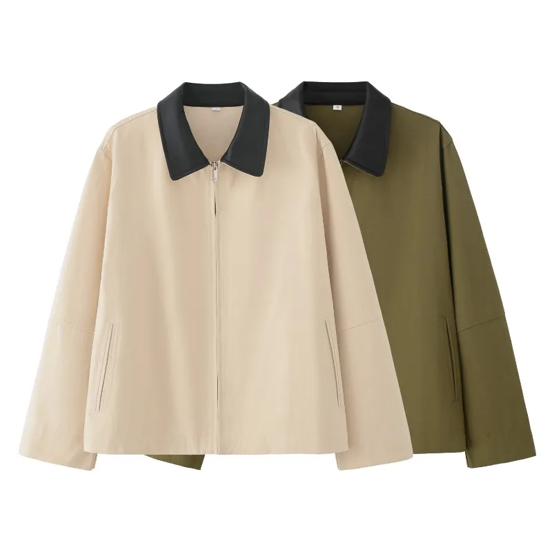 

Блузка-куртка, бейсбольная куртка, осенне-весенняя женская куртка с отложным воротником, длинными рукавами, в стиле ретро, с контрастными цветами, новая, минималистичная.