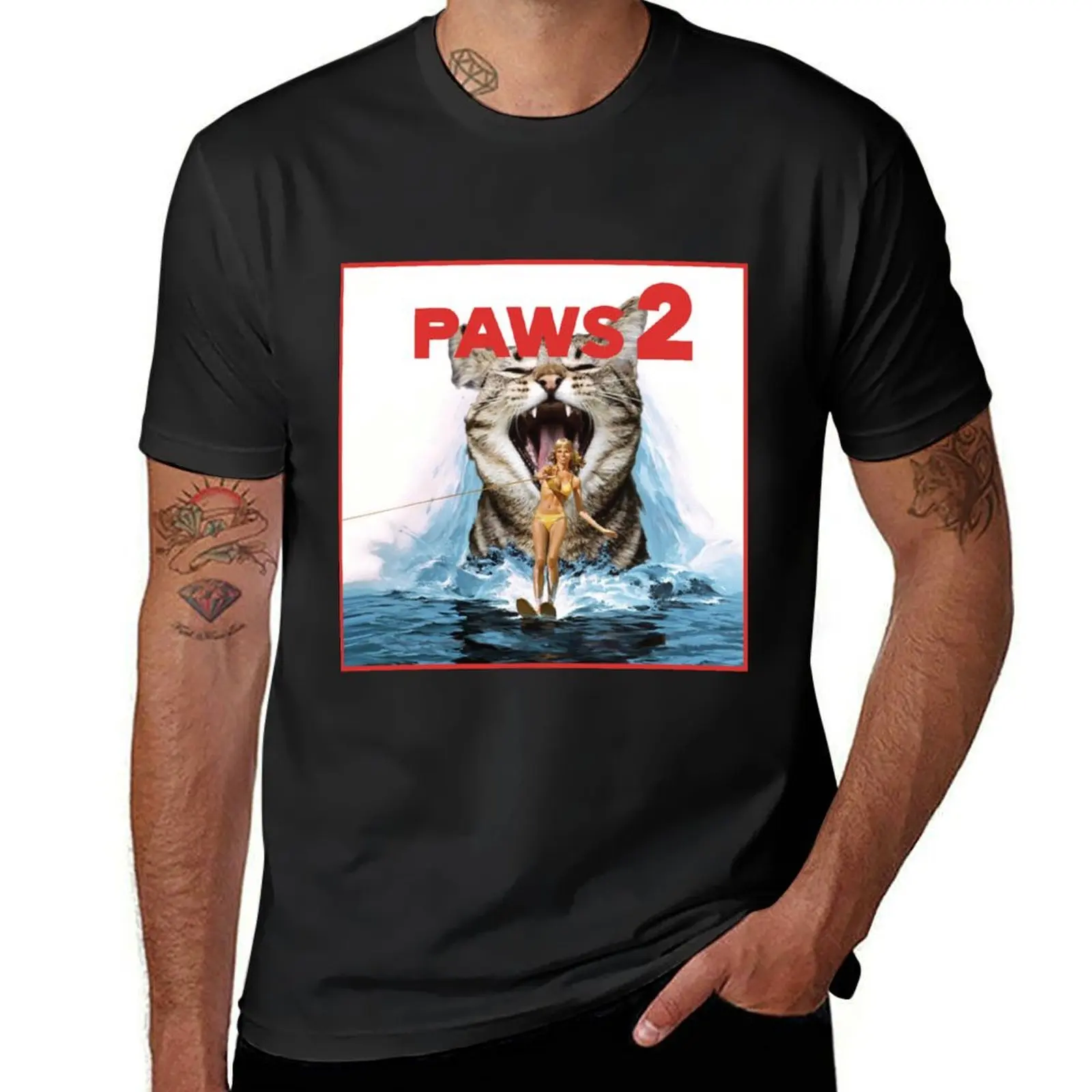 Paws 2 T-Shirt summer top hippie clothes sweat mens workout shirts