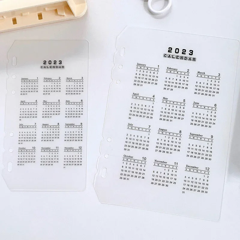 2024 Year Monthly Calendar Transparent Dividers Bookmark Notebook Agenda Notes Planner Loose-leaf Dividers