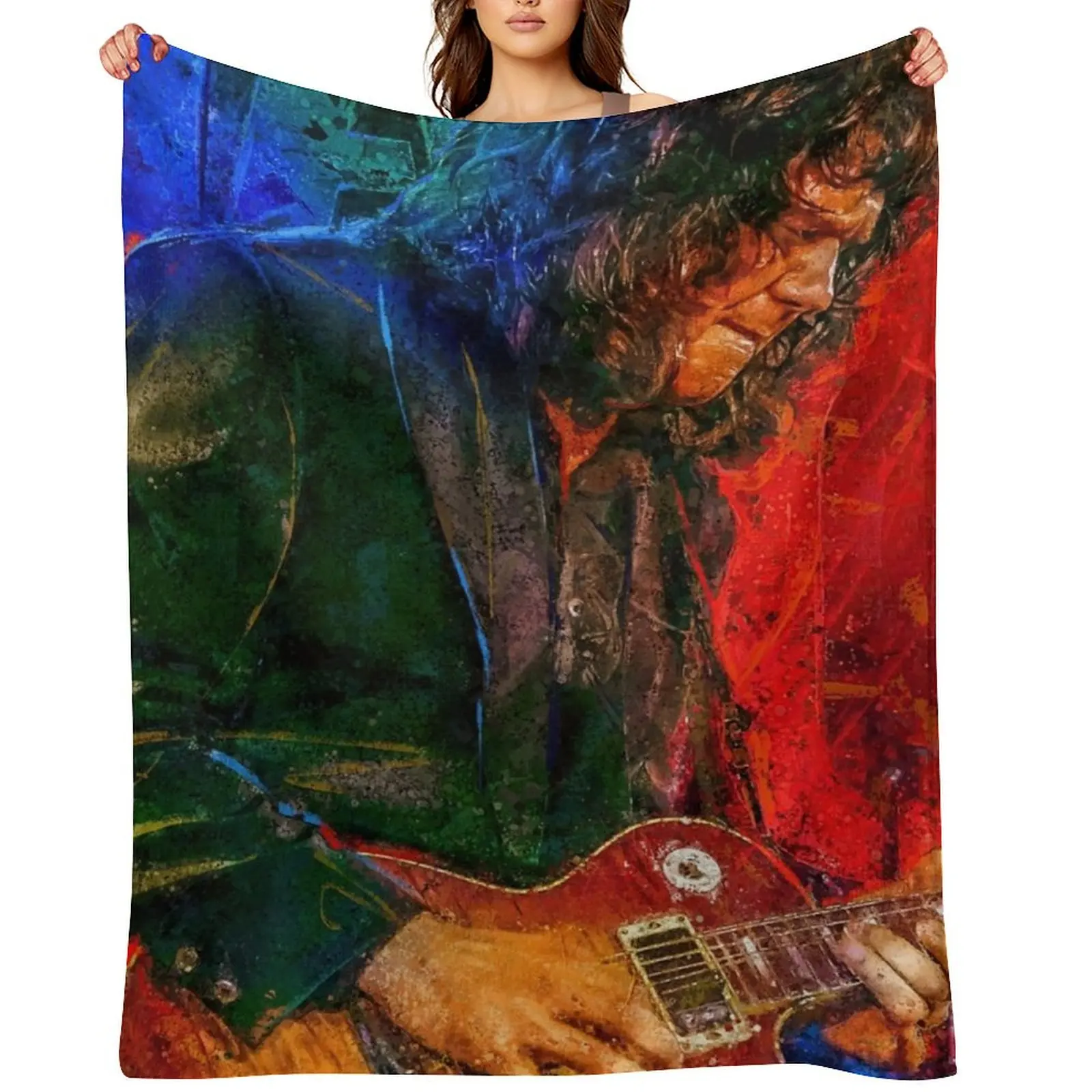 

Gary Moore Tribute portrait art Throw Blanket for winter Large Cute Plaid Decorative Throw Blankets