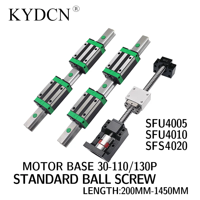 SFU4005 4010 4020   Length 200-1450 high precision ball screw motor seat set plus 2 sets of standard HGH linear guide