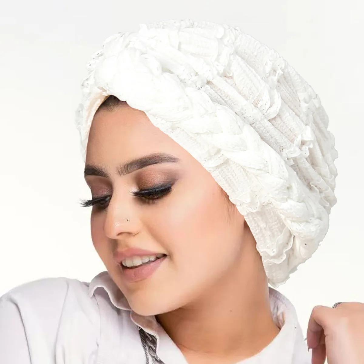 Mode Kant Vlechten Tulband Indiase Hoed Vrouwen Moslim Hijab Mutsen Motorkap Hoofddoek Chemo Cap Haaruitval Hoofd Wrap Turbante Mujer