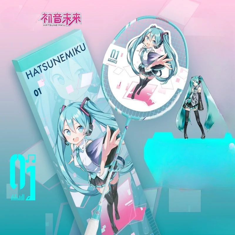 

Hatsune Miku аниме милый мультфильм полностью карбоновая ракетка для бадминтона Kawaii ультра легкая профессиональная одинарная подарочная коробка праздничный подарок