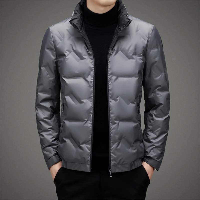 High Quality Men's Lightweight Bright Duck Down Jacket 2025 Autumn Winter Business Casual Warm Puffer Coat Outwear Tops Clothing