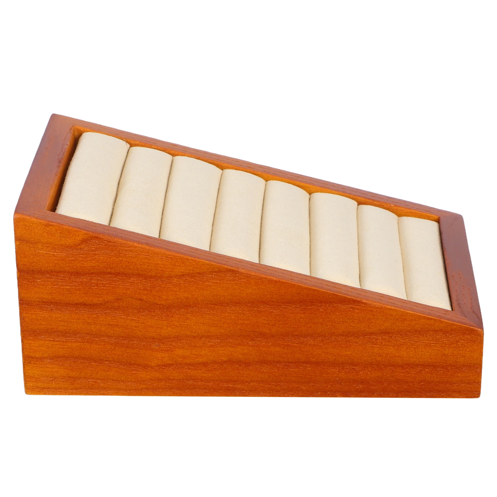 

Solid Wood Ring Tray Jewelry Holder Display Trays Pad Case for Earring Rings Base Microfiber