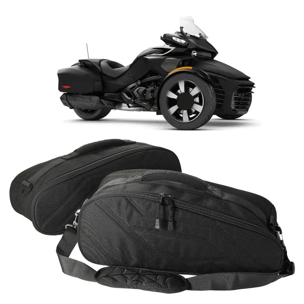 For Can-Am For Spyder For F3T F3 2016+ Saddle Bags Side Mount Luggage Set 900D Oxford Fabric Embossed Texture Black