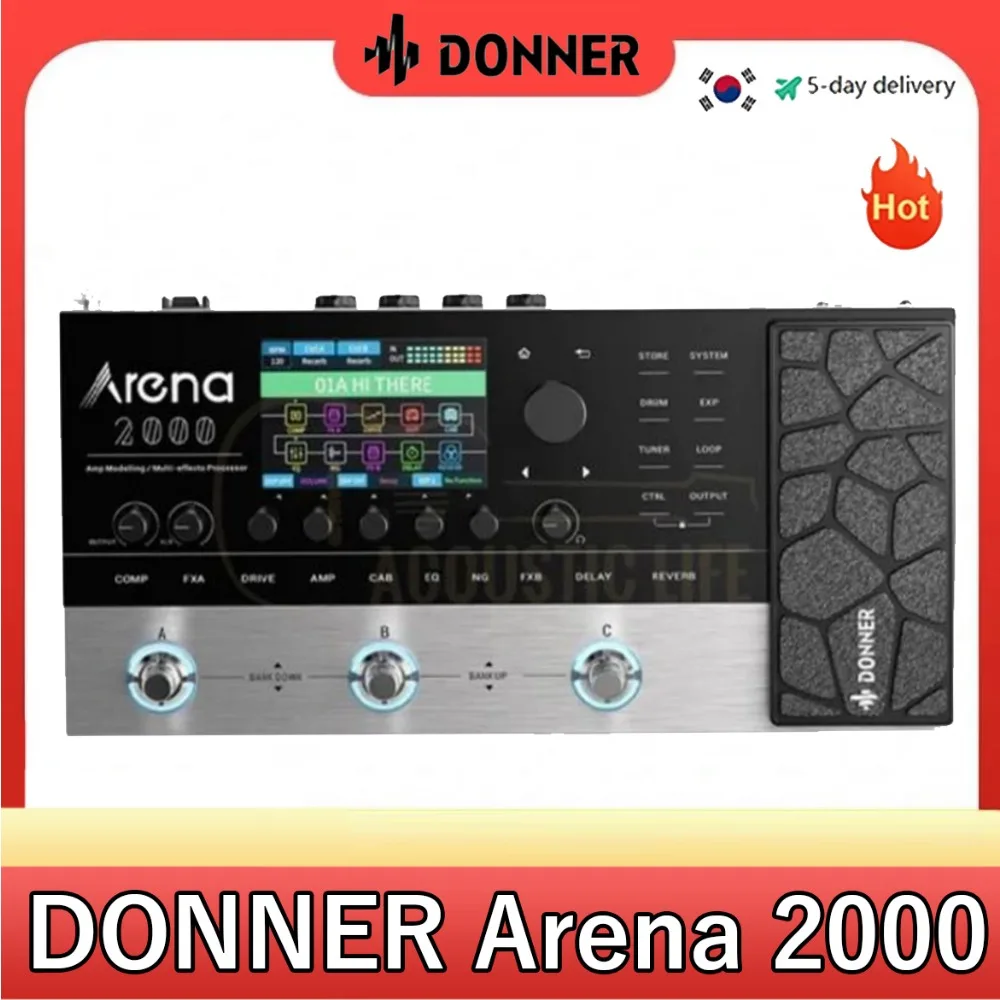 

Donner Arena 2000 Multi-effect Pedal 278 Effects IR AMP Drum Looper MIDI In Effector with Softwear APP for Electric Guitar