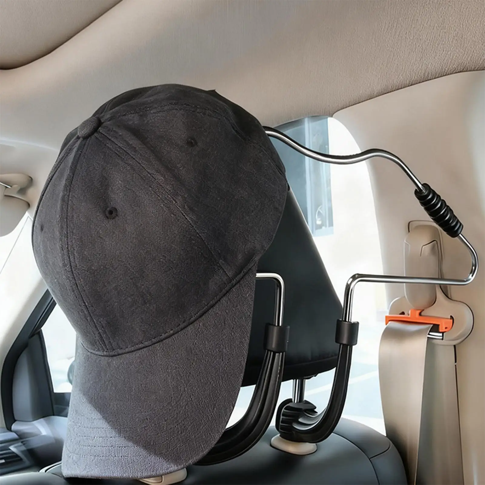 شماعات السيارة للمقعد قابل للتعديل من الفولاذ المقاوم للصدأ ملحقات متعددة الوظائف خطافات معطف مقعد السيارة للسفر ورحلة الطريق