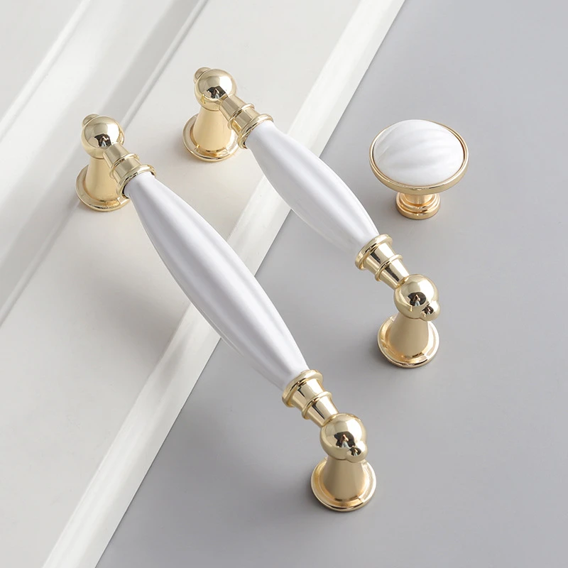 Modern Minimalist Cabinet Wardrobe Drawer Handle Zinc Alloy Ceramic Door Handle Home Improvement Solid Household Small Handle