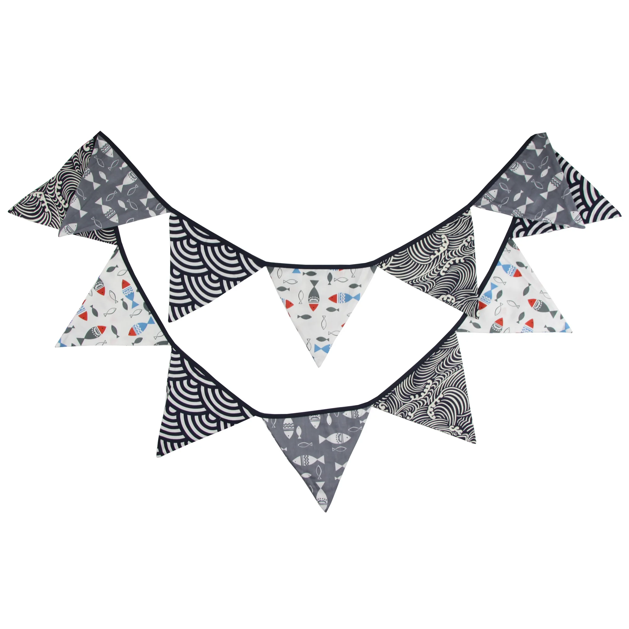 3.2M Cartoon Print Fabric Bunting 12 Pennant Flags Wedding Party Decor Banner Home Baby Shower Carnival Garland