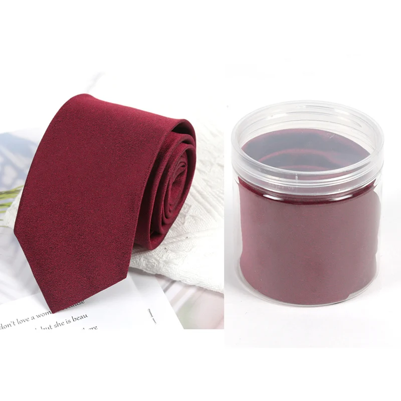 Luxury Burgundy Styles Men's Silk Ties Solid Jacquard 8cm Necktie Wedding Business Accessories Daily Wear Shirt Suit Cravat ﻿