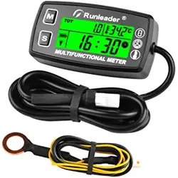 Digital Tach/Hour Meter,Engine Temperature Gauge,Alert RPM & Temp,Backlights Display for Lawn Tractor Compressor Generator Snowm