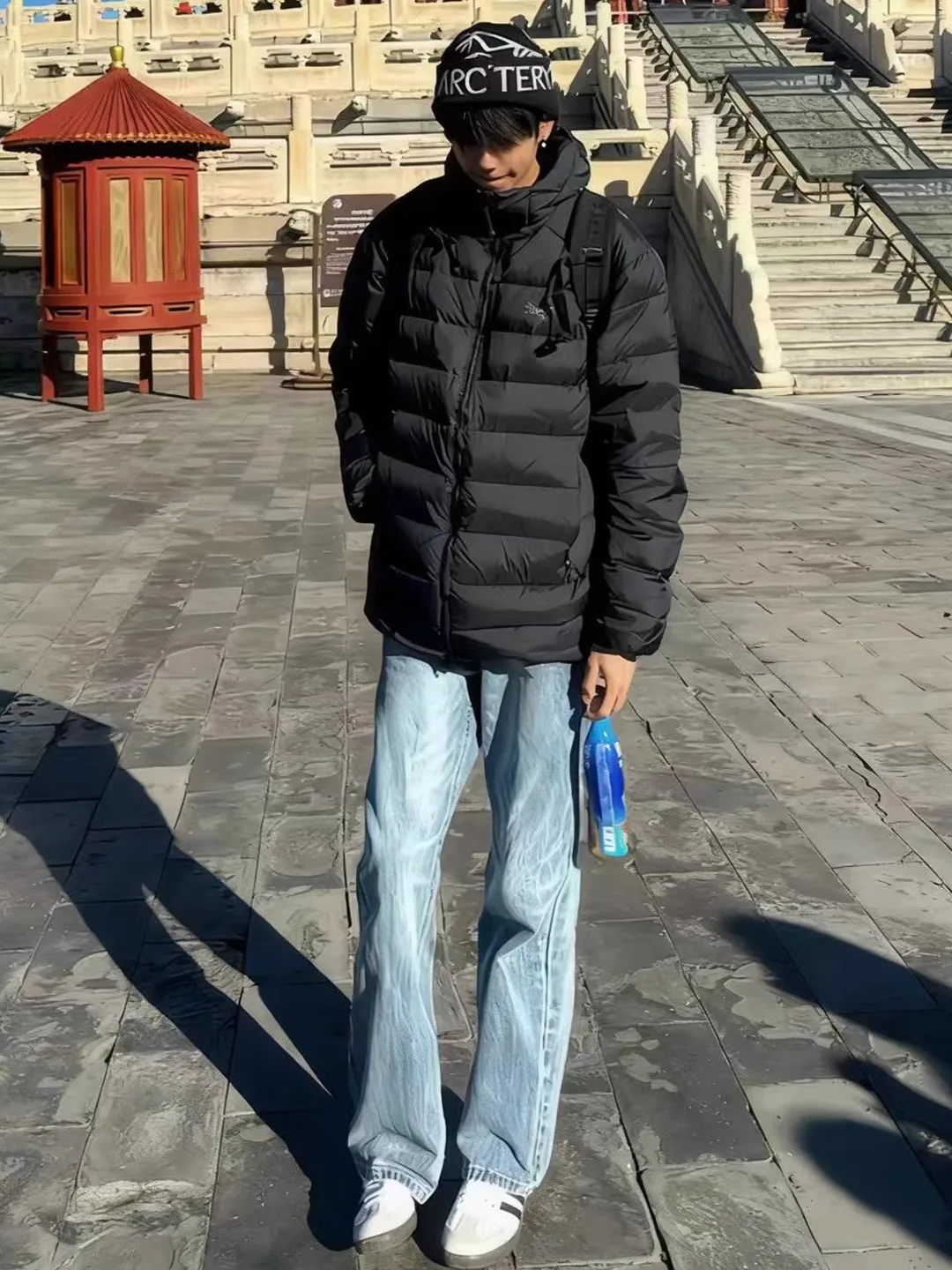 

Светло-голубые джинсы с флисовой подкладкой и узором Sla, мужские зимние эластичные облегающие расклешенные брюки в американском стиле, молодежные модные джинсы