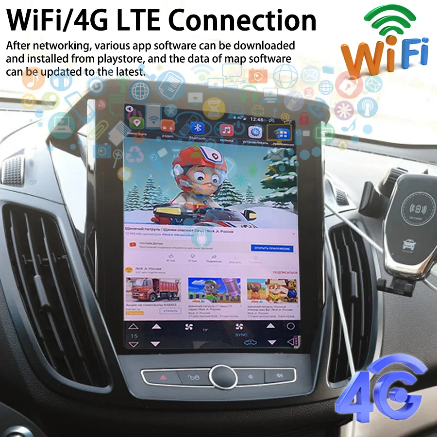 Android 14 Car Radio For Ford Cmax 2013 2011 KUGA Tesla Screen Stereo GPS Multimedia Video Player Navigation CarPlay IPS SCREEN