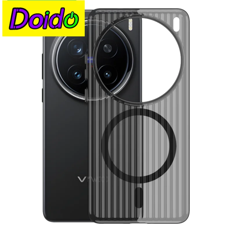 Corrugated Clear Back Case with Magnetic for Vivo X200 Pro X100 Ultra X100S Pro X100 Slim Hard Matt Fristing vivo Cover