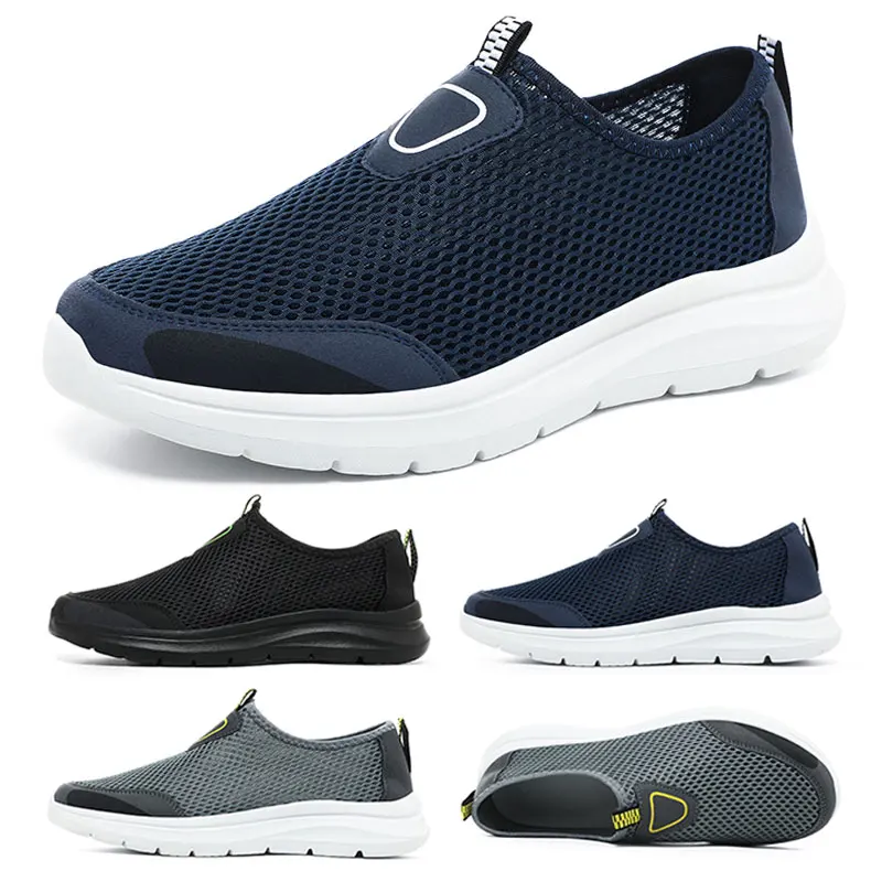 

Outdoor Casual Shoes Men Sneakers Low Top Sock Shoes Summer Breathable Travel Shoes Slip on Mesh Soft Sole Plus Size 39-48