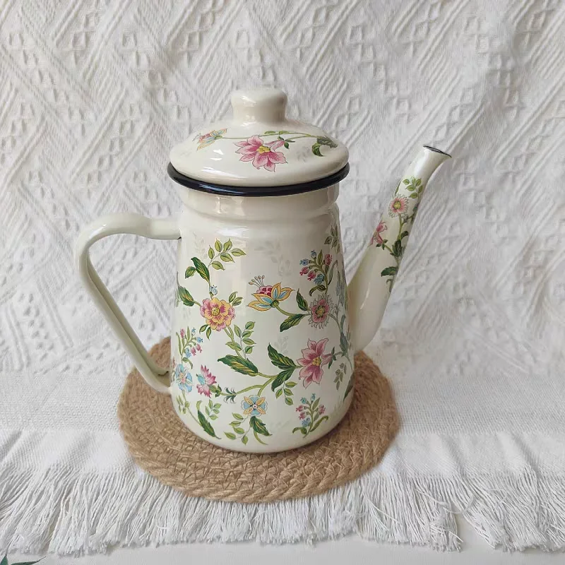 Thickened Enamel Coffee Pot Household Tea Oil Kettle Cool Water Milk Kettle Tea Boiling Kettle