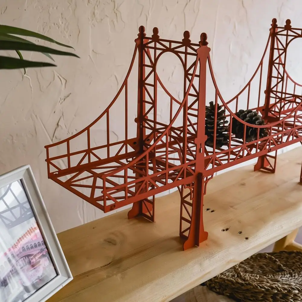 رف عائم معدني أحمر - رف حديد مزخرف للكتب والنباتات وديكور المنزل - شاشة عرض مثبتة على الحائط أو الطاولة #2