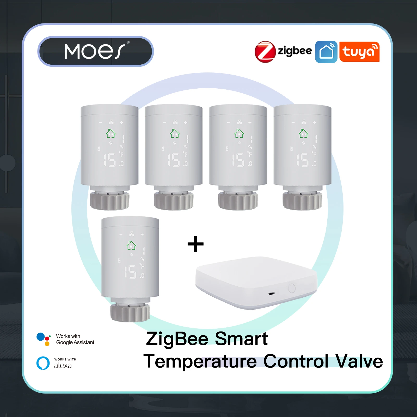 Tuya ZigBee3.0 Smart Radiator Actuator Programmable Thermostatic Radiator Valve Temperature Controller Voice Control via Alexa