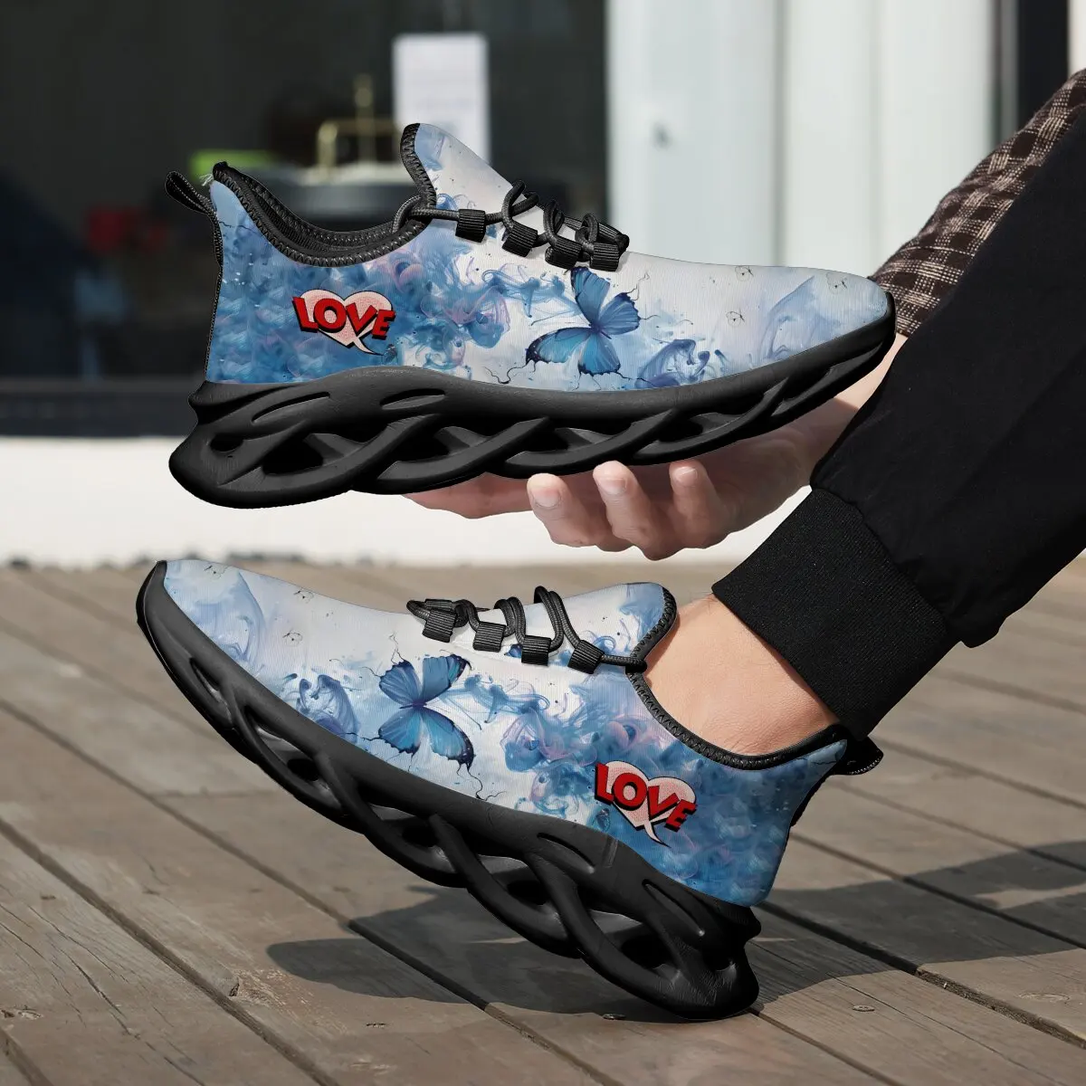 

Couple's Low-top Lightweight Gradient Color-blocking Skull Letter Striped Heart-shaped Lightweight Lace-up Casual Sports Shoes