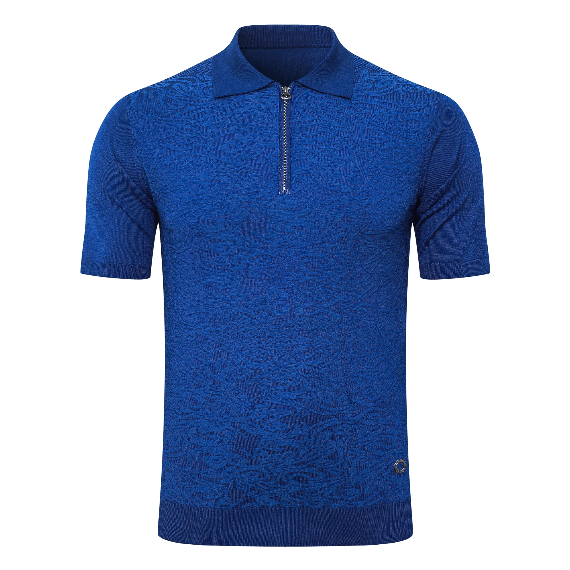 

OECHSLI polo Shirt Silk cowhide men 2026 New business elastic short sleeve thin zipper quality genuine leather big size M-5XL