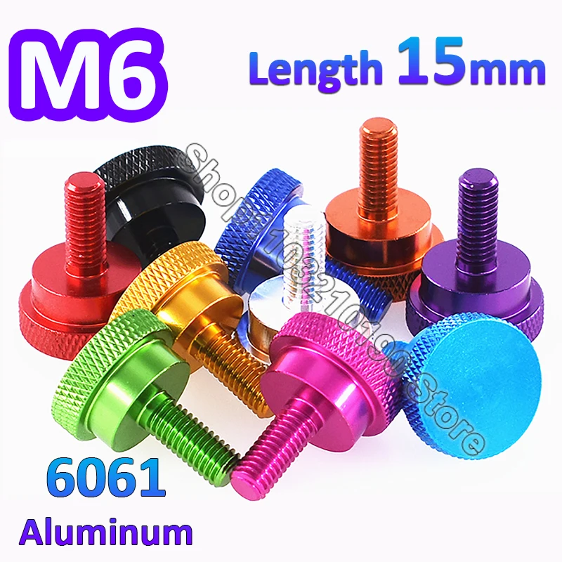 1/5Pcs Aluminum Thumb Step Screw M6x15mm Aluminum Alloy Knurled Head Hand Tighten Thumb Screws Bolts Anodized 10 Colors