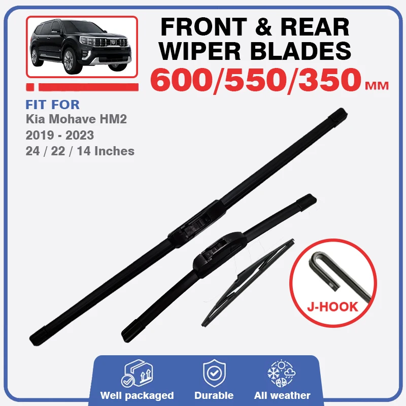 Front Rear Wiper Blades For Kia Mohave HM2 2019 2020 2021 2022 2023 Window Windshield Cutter Windscreen Brushes Car Accessories