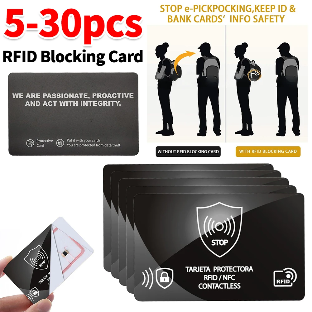 

5-30 шт. RFID-блокирующая карта, одна карта защищает весь кошелек NFC дебетовая кредитная карта, защита для паспорта, ультратонкий чехол-кошелек