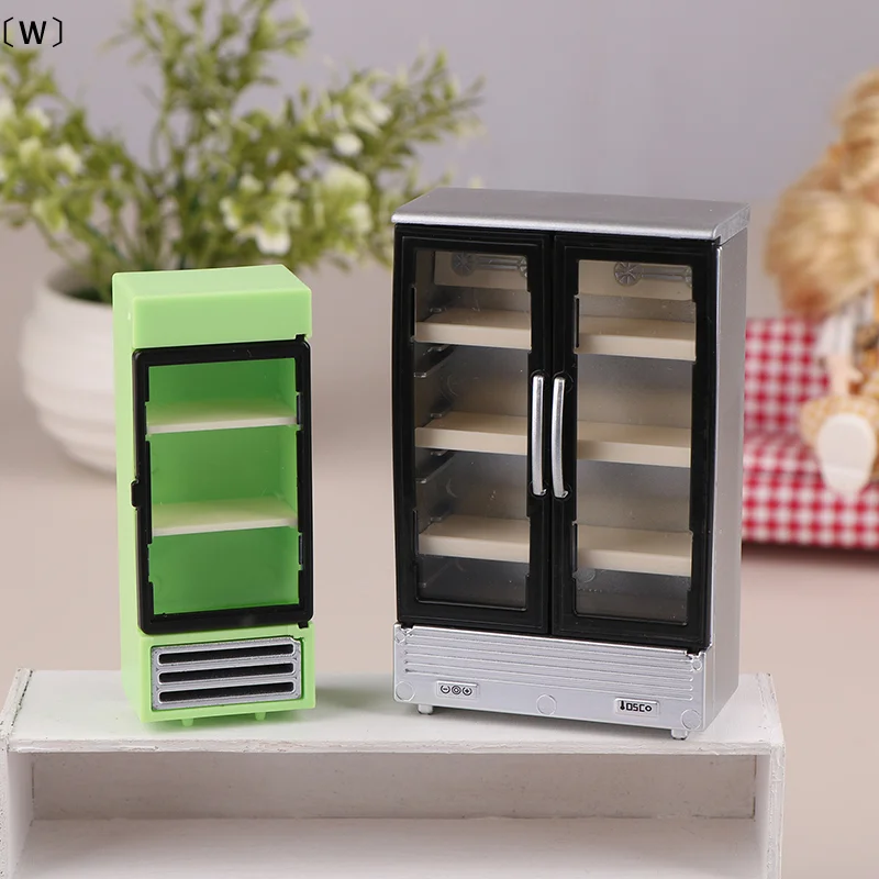 〔W〕1/12 Dollhouse Simulation Refrigerator Freezer Model Miniature Ornaments Dollhouse Mini Furniture Accessories Decorative Toys