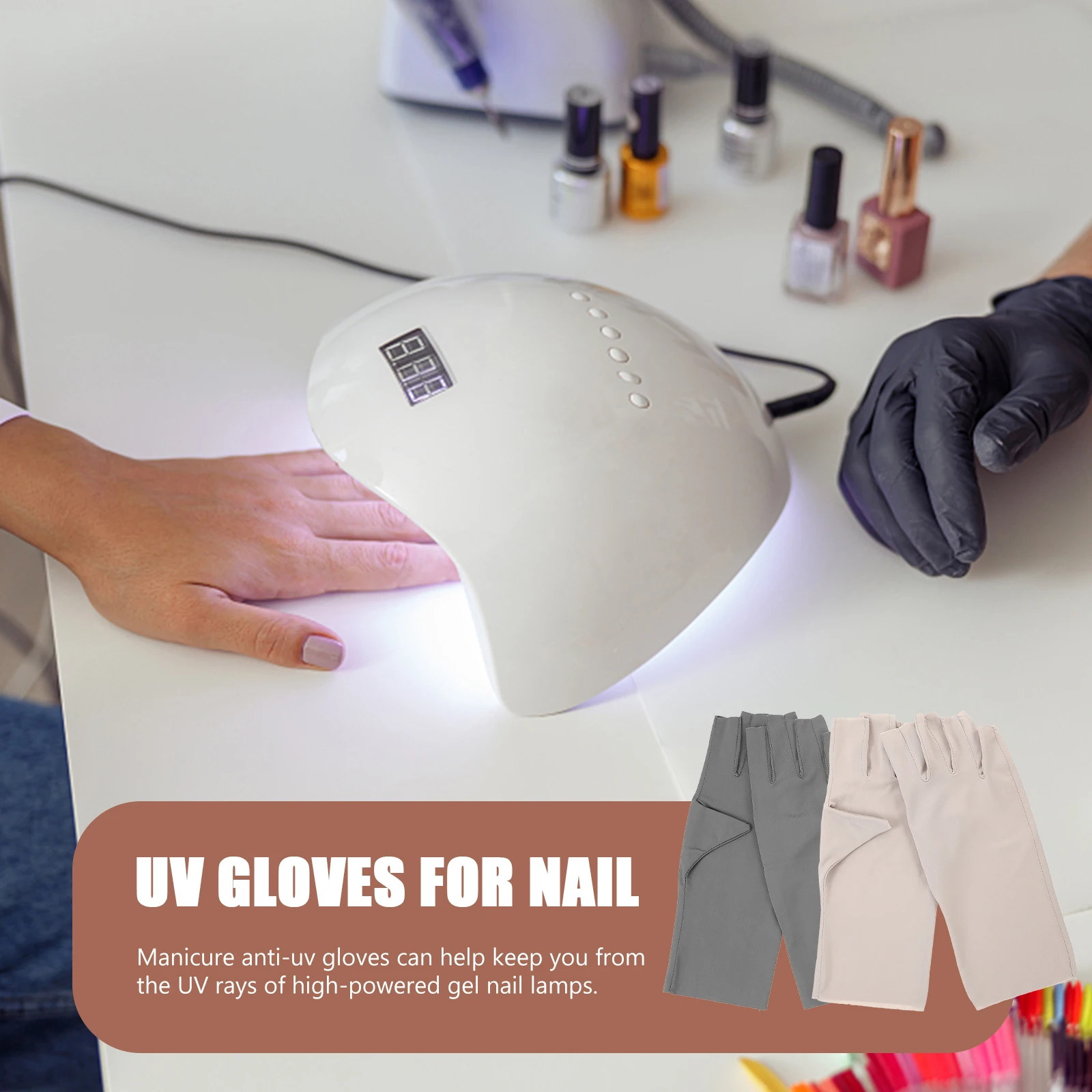 

2 Pairs Pink 149 Uv Protection Gloves For Nail Protection Gloves Women Gel Nail Lamp Manicure Anti UV Silk Half