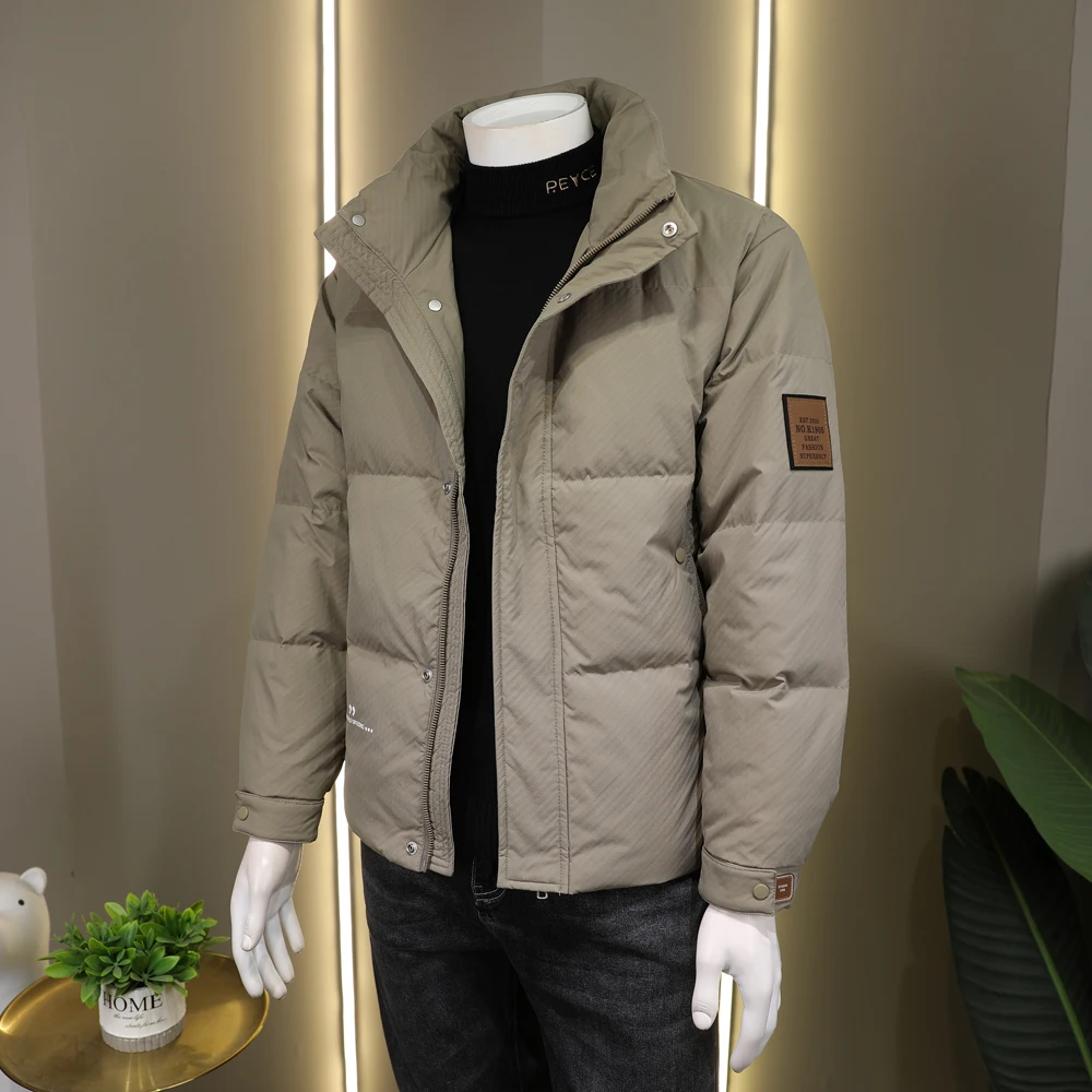 السترات المبطنة بالقطن للرجال في الشتاء ذات جودة عالية ودافئة ومقاومة للبرد، مع ياقة واقفة وتصميم بسيط #4