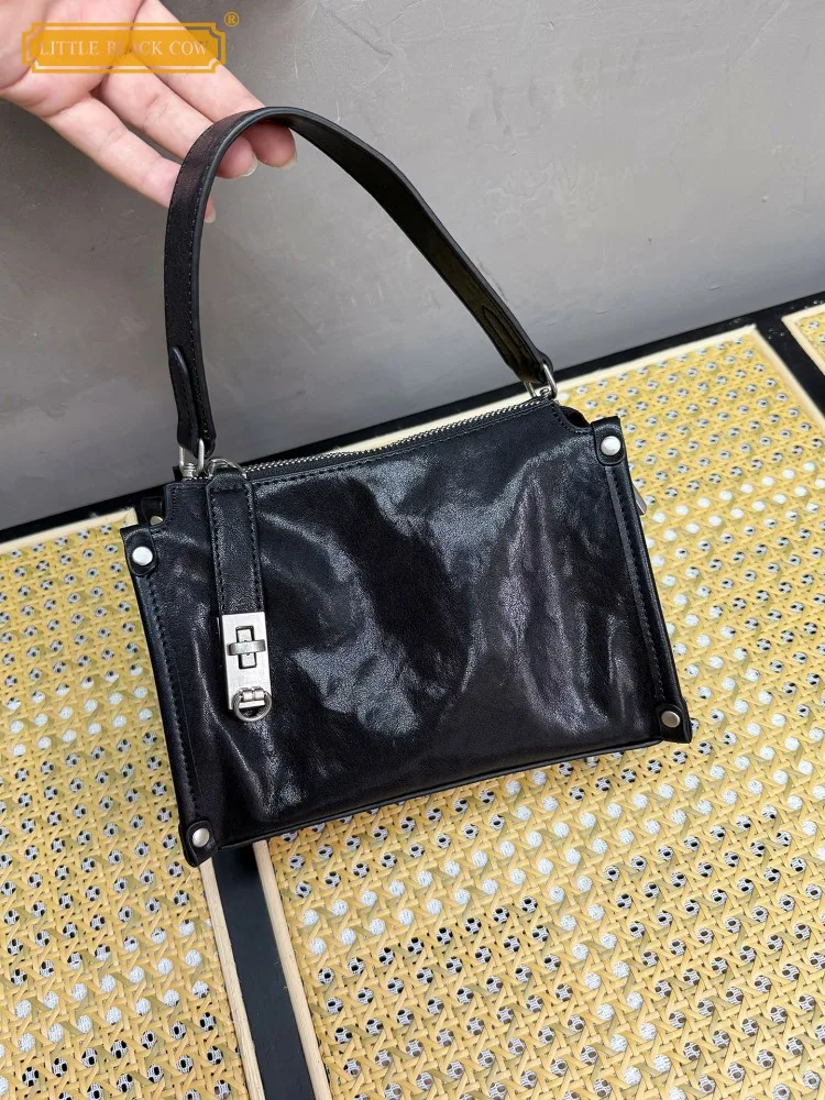 New Designer Strap Women Fashion Party Totes Handbag Zipper Cowhide Genuine Leather Shoulder Bags Elegant Ladies Crossbody Bag