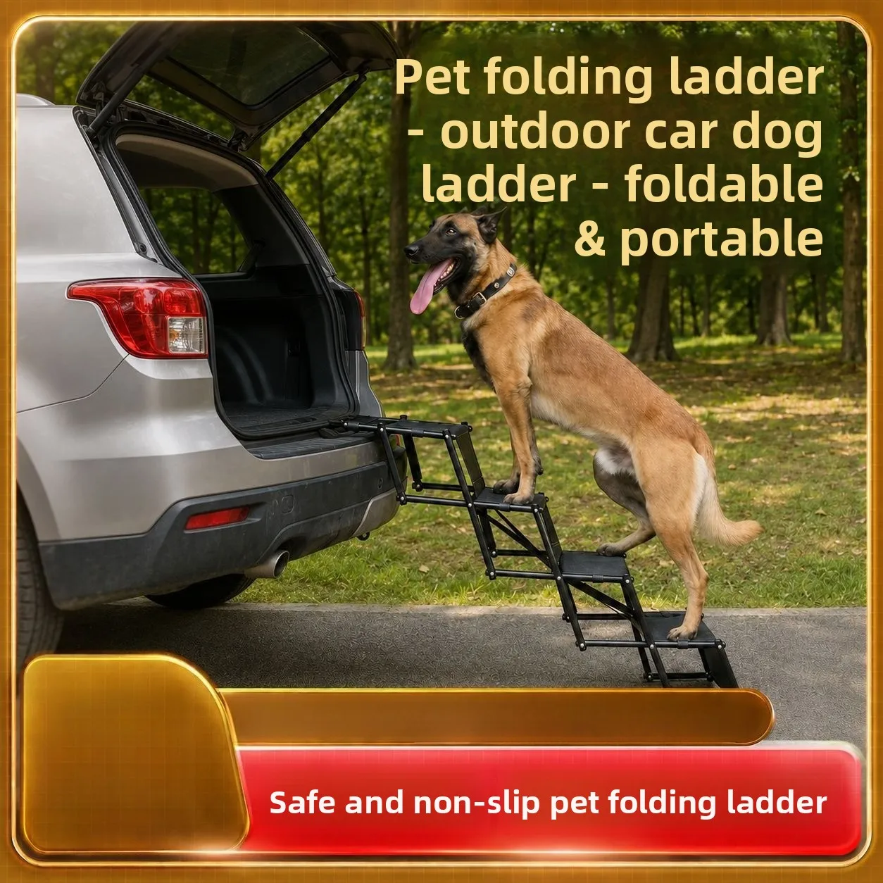 Pet ladder folding dog ladder car dog stairs bath rack car large  four steps ladder